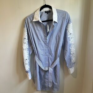 Generation love Mabel lace combo pinstripe dress